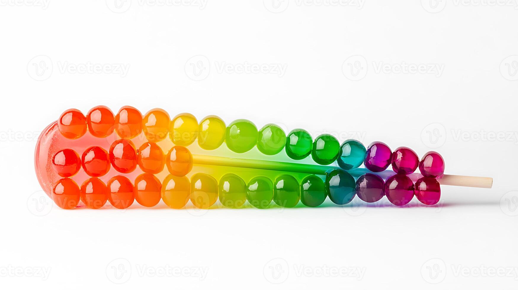 Colorful gradient arrangement of round objects on a white background, showcasing vibrant hues photo