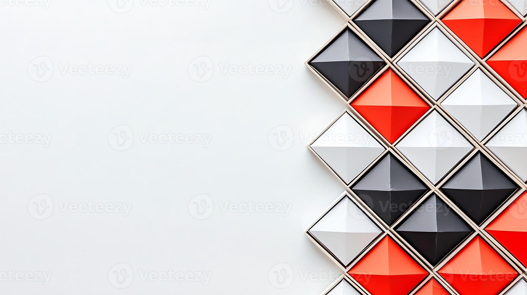 Colorful geometric tiles arranged in a modern pattern on a clean white background photo