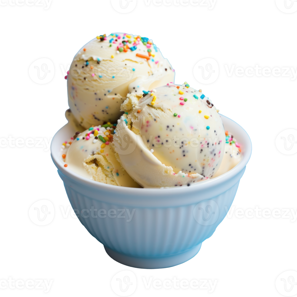 Sprinkled Ice Cream in a White Bowl png