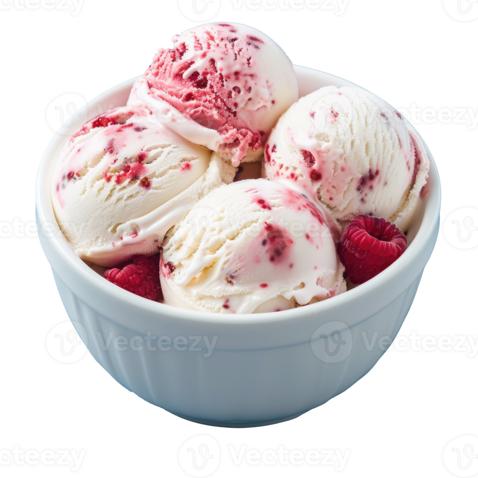 Closeup of Raspberry Ice Cream in a Bowl png