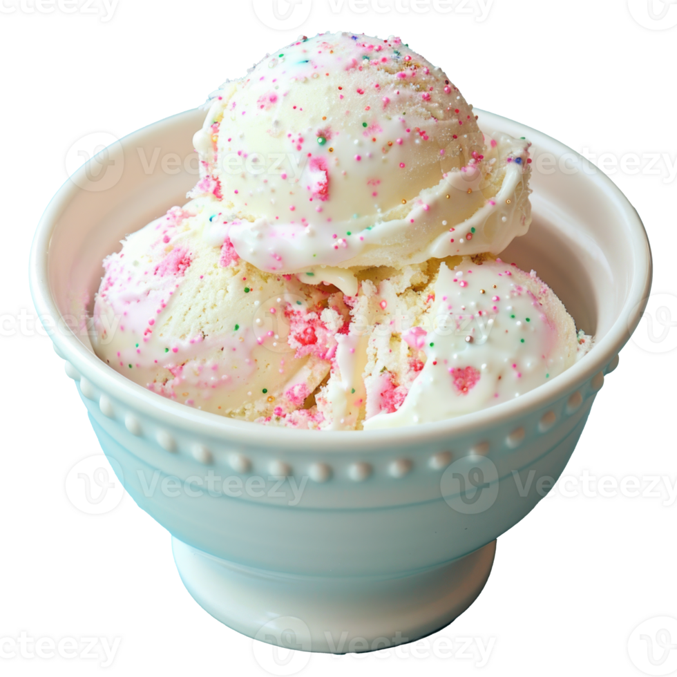 Sprinkled Ice Cream in White Bowl png