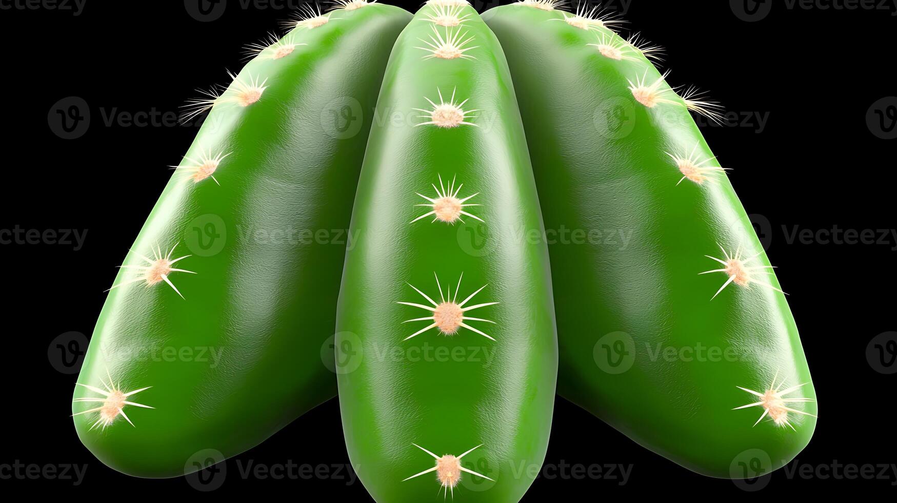 Close-up view of vibrant green cucumbers with fine hairs, isolated on a black background photo
