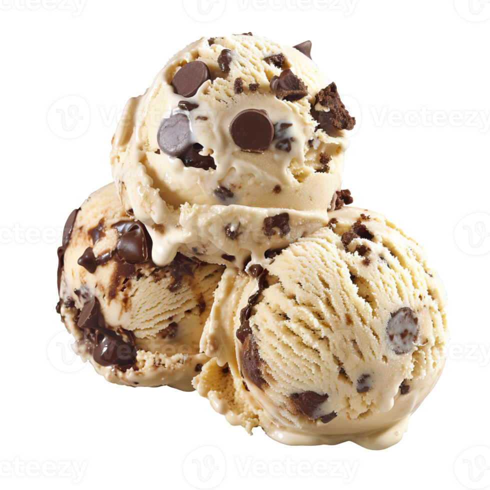 Melting Ice Cream Scoops with Chocolate Chips png