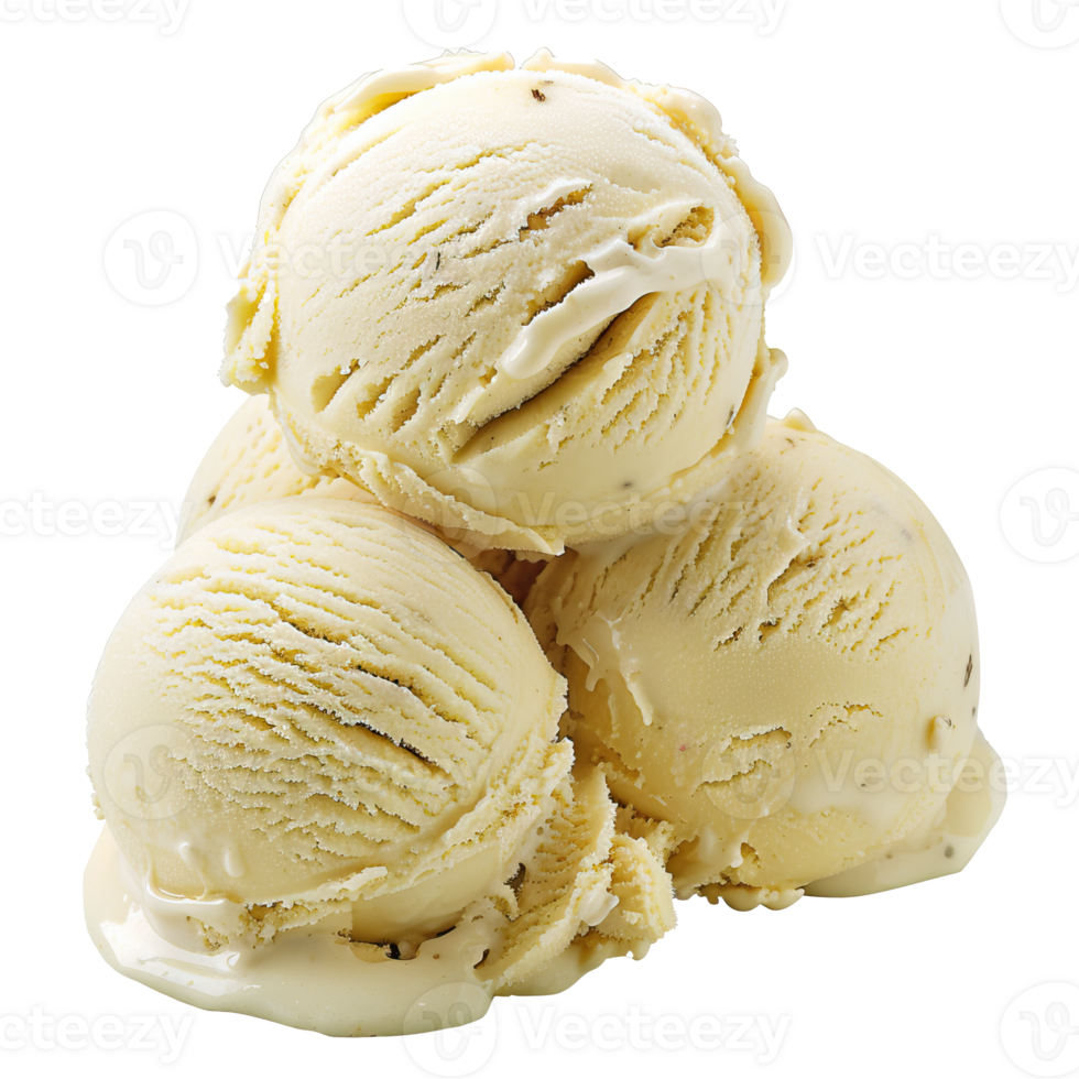 Creamy Vanilla Ice Cream Scoops Melted png