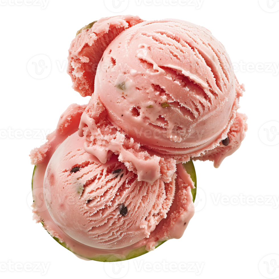 Two Scoops of Pink Ice Cream with Chocolate Chips png