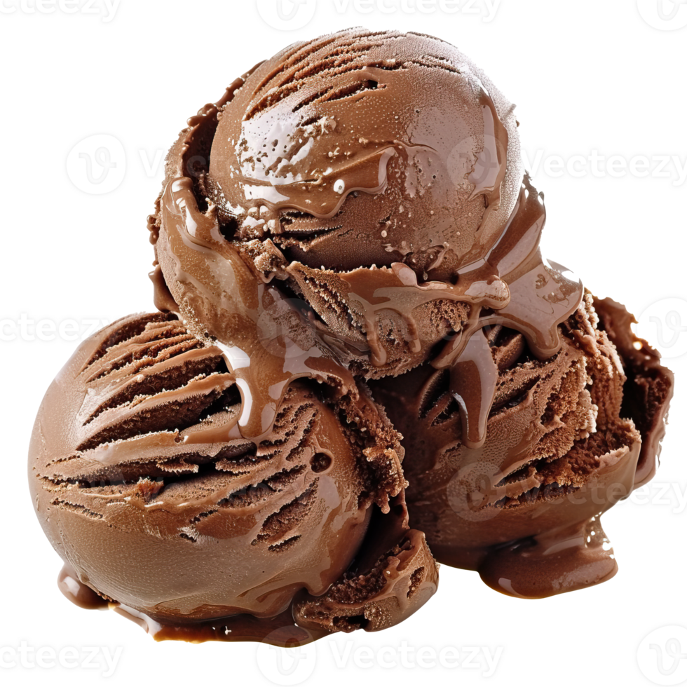 Chocolate Ice Cream Scoops, Transparent Background Dessert Treat png
