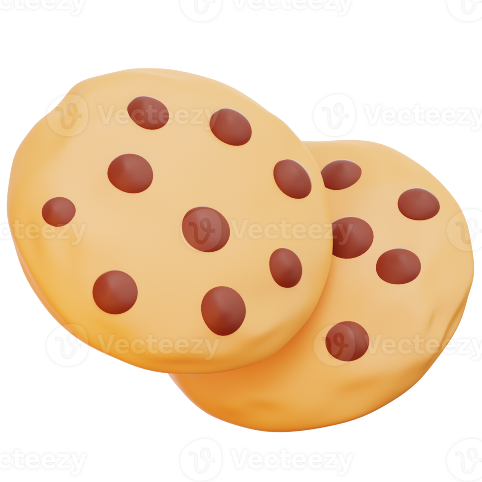 Two cookies with chocolate chips on them png