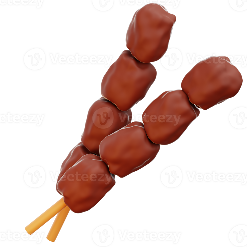 Satay Chicken Skewer 3D Icon png