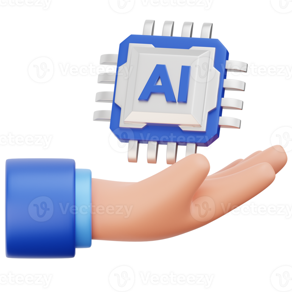 A hand holding an ai chip png