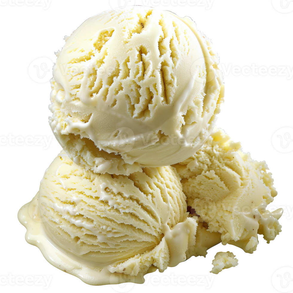 Melting Vanilla Ice Cream Scoop with Drips png