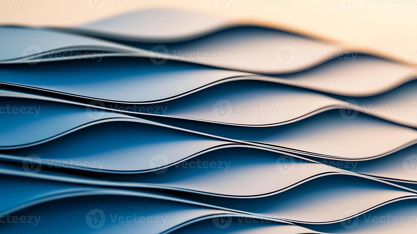 Close-up of layered blue paper waves creating a dynamic texture against a soft background photo