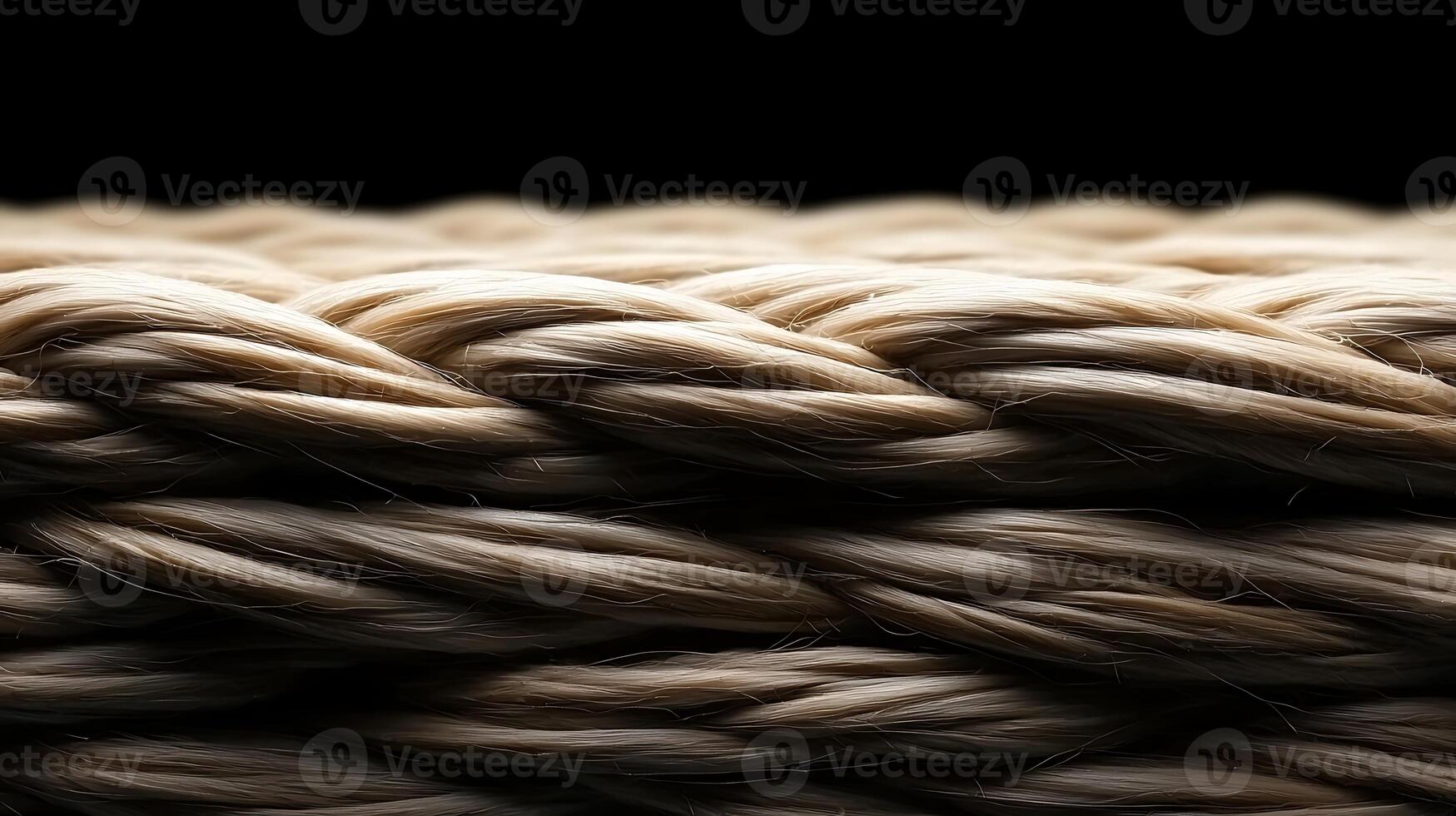 Close-up view of intertwined natural fibers showcasing texture and detail against a dark background photo