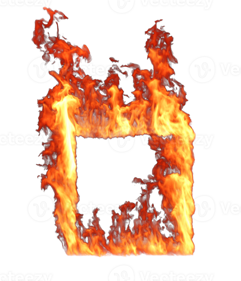 Burn hell fire square frame shapes cut-out transparent backgrounds specials effect 3d rendering png