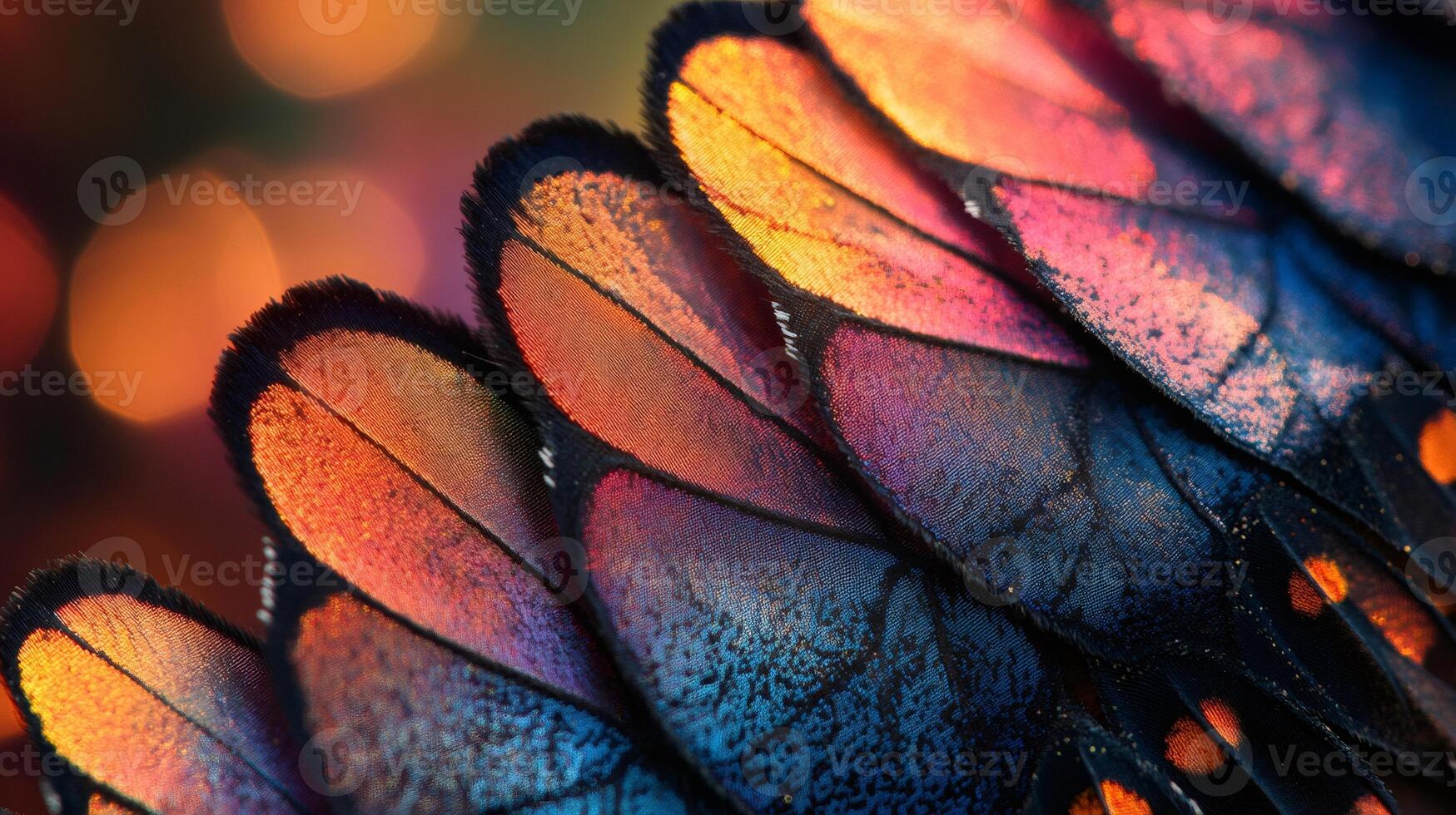 Colorful butterfly wing showing intricate details and vibrant colors photo