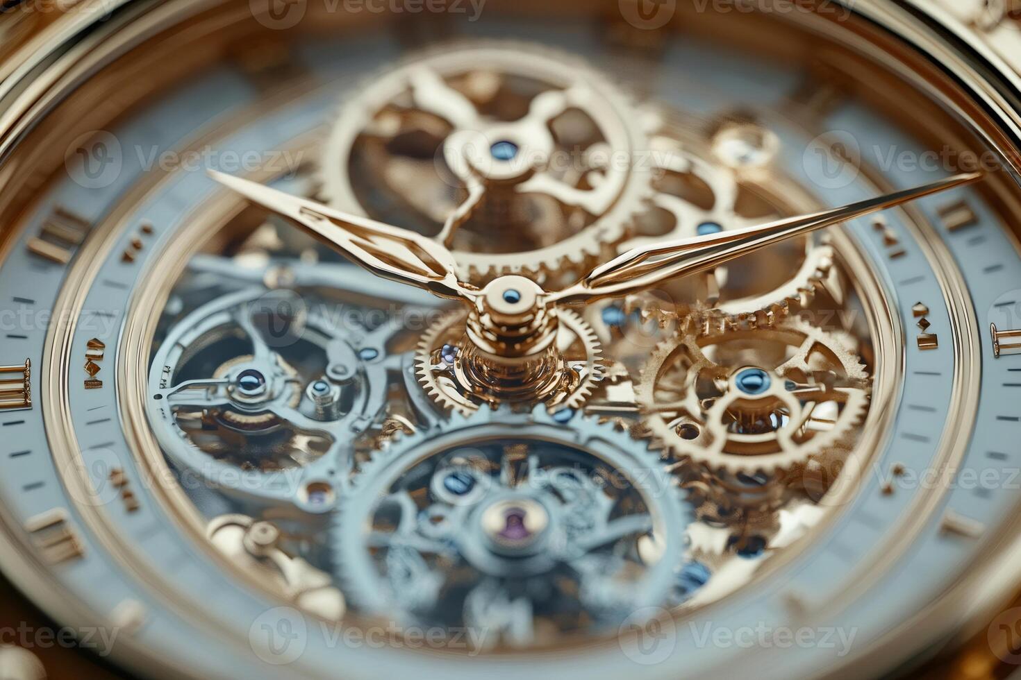 Golden watch movement showing precise engineering and timekeeping photo