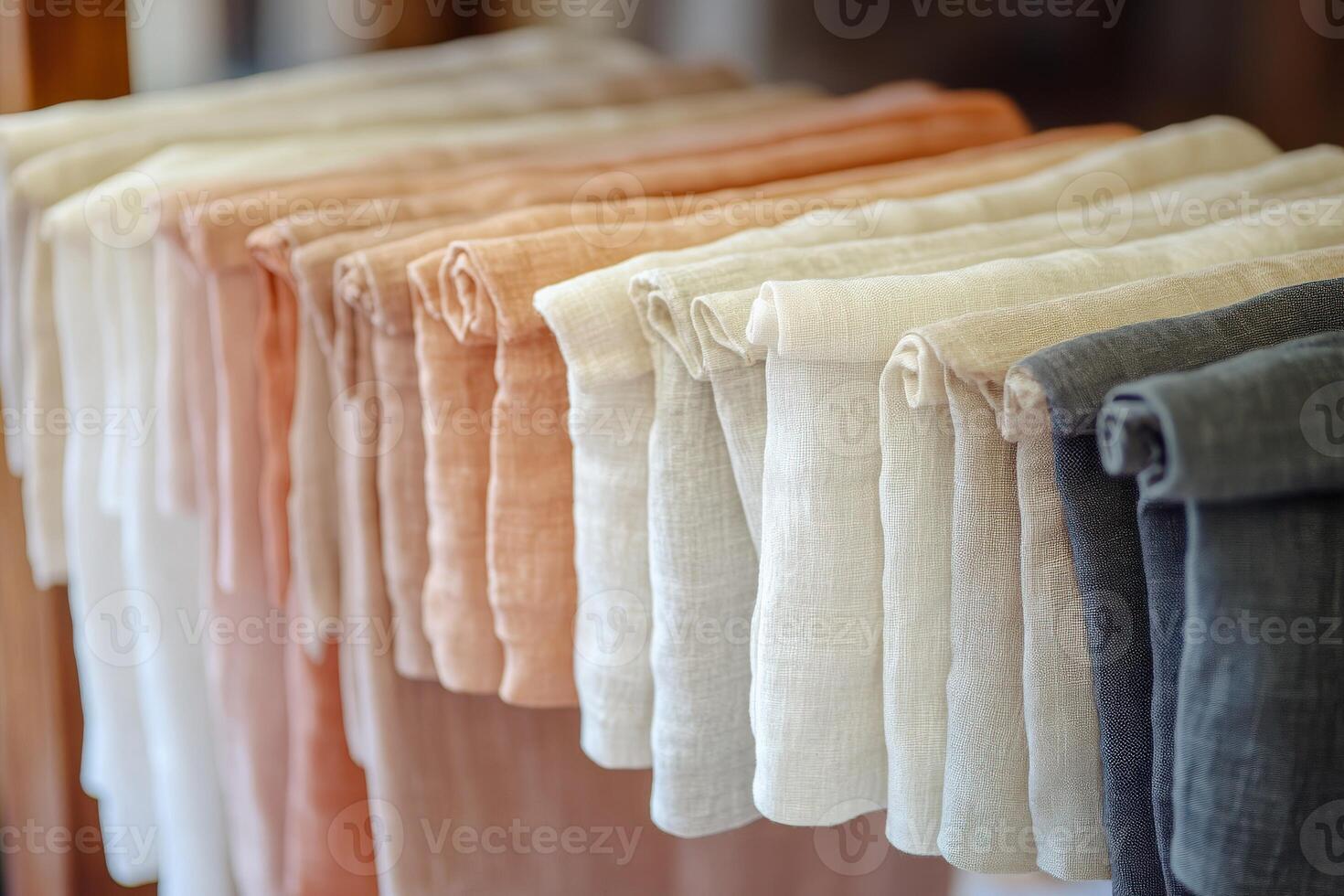 Linen fabric display in various natural colors photo