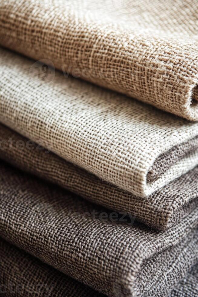 Linen fabric in various neutral shades for design projects photo
