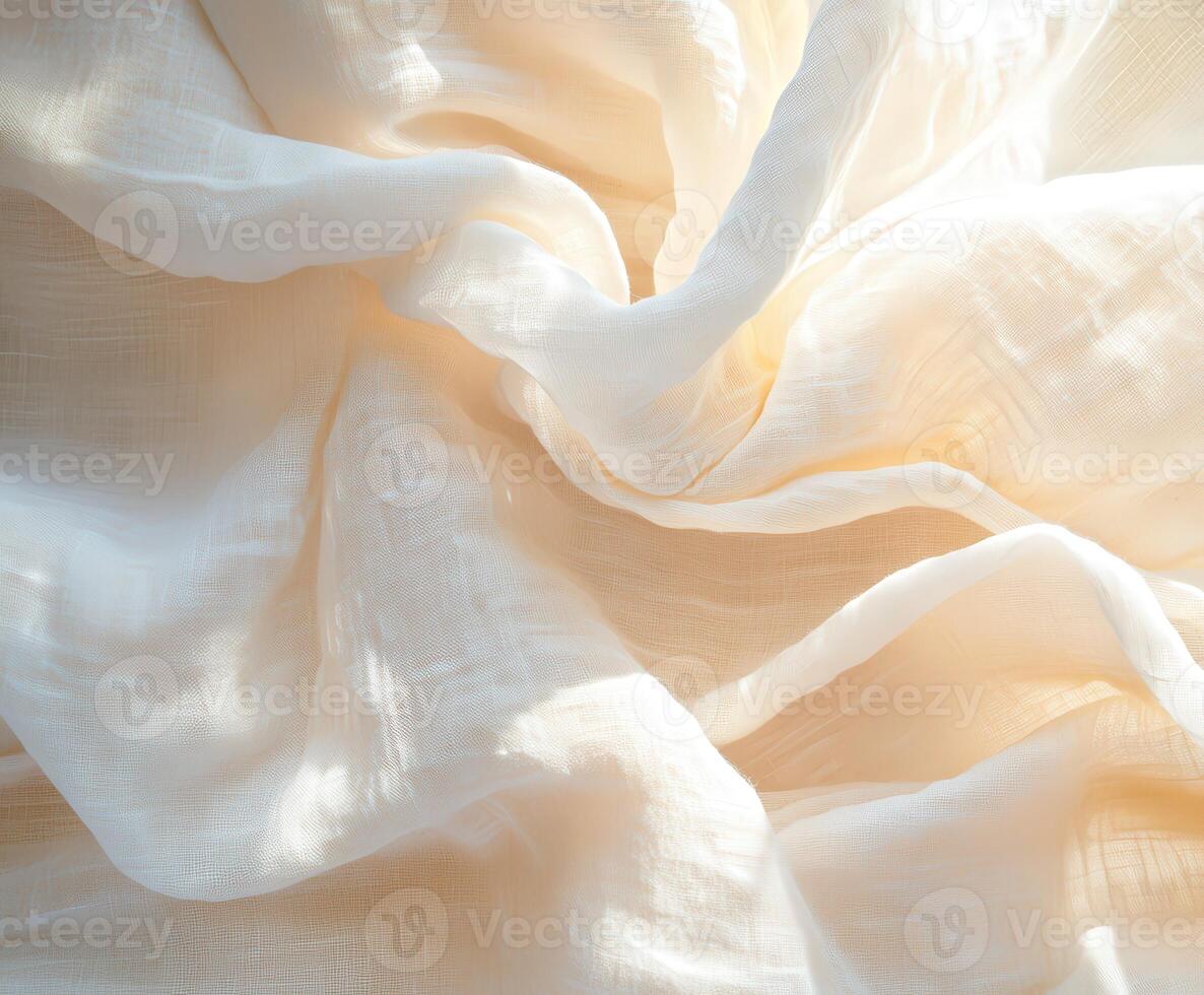 Soft linen fabric draping elegantly in natural light photo