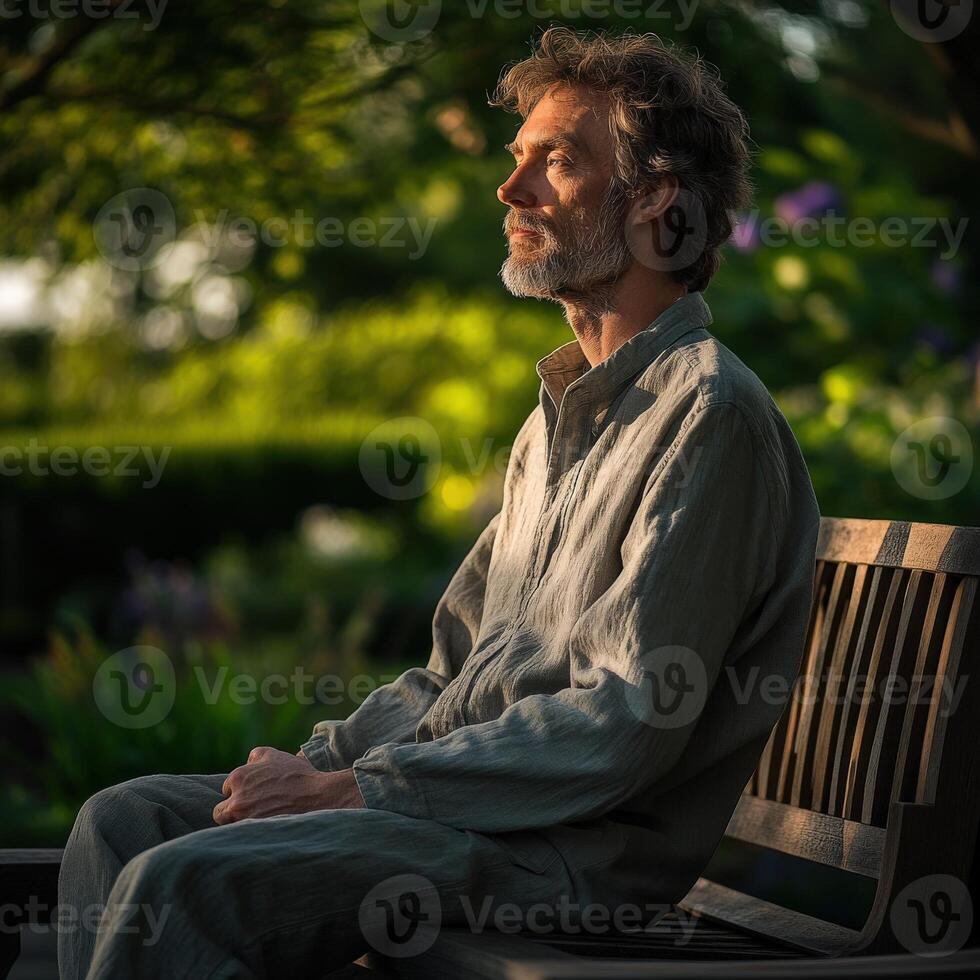 A man sitting on a bench photo