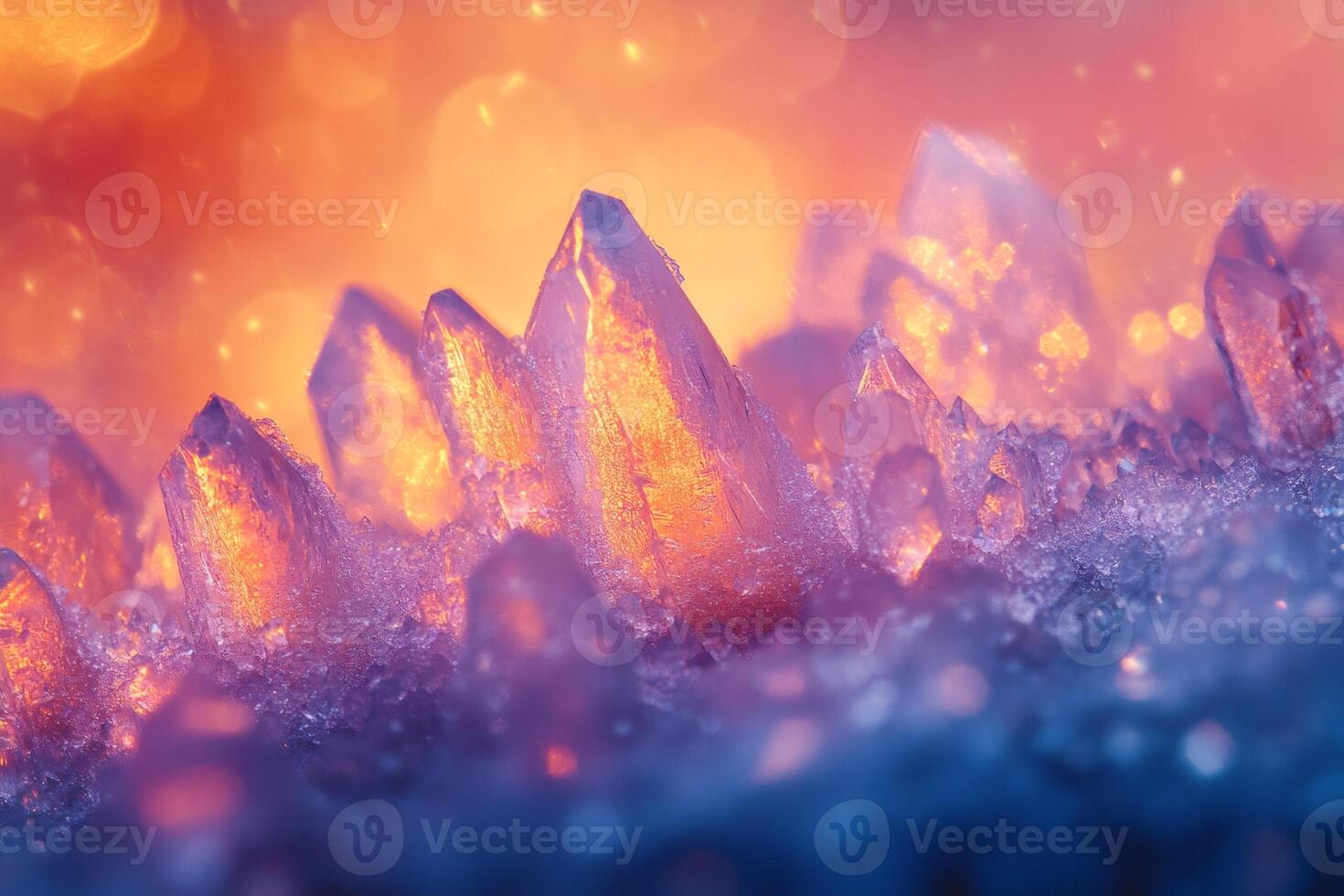 Macro closeup of sparkling crystals creating magical landscape photo