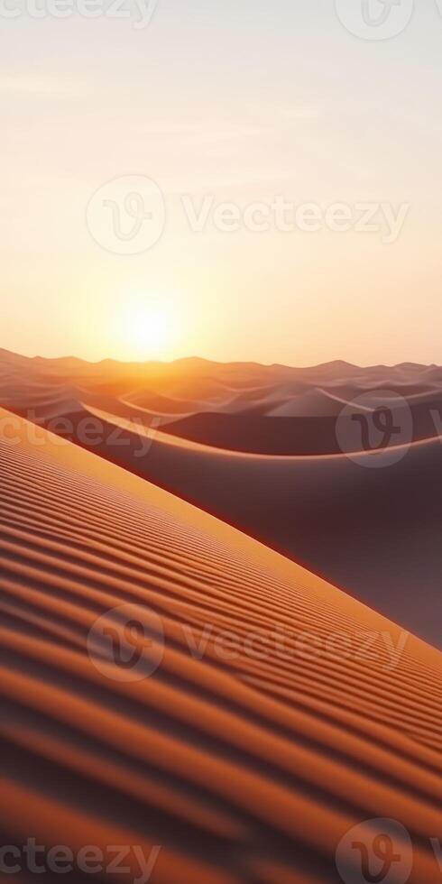 The sun is setting over the desert in this image photo