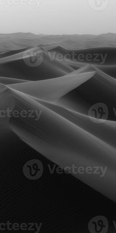 Black and white photo of sand dunes in the desert