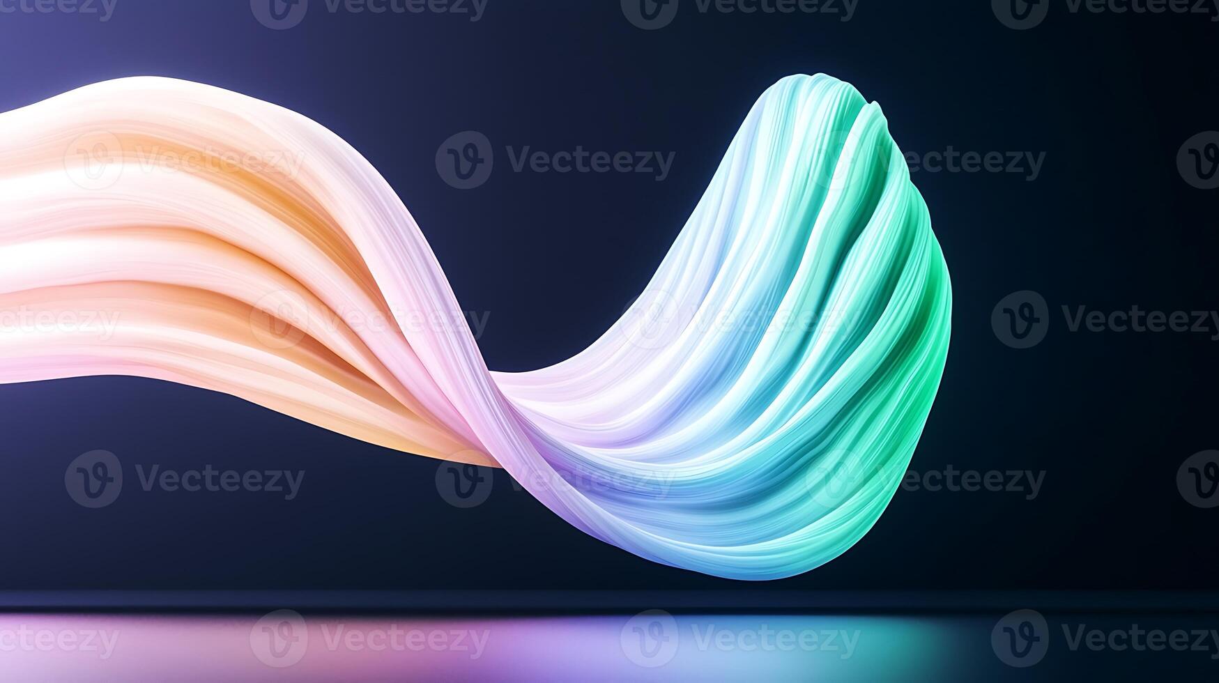 Colorful flowing fabric-like abstract design against a dark background creating a serene atmosphere photo