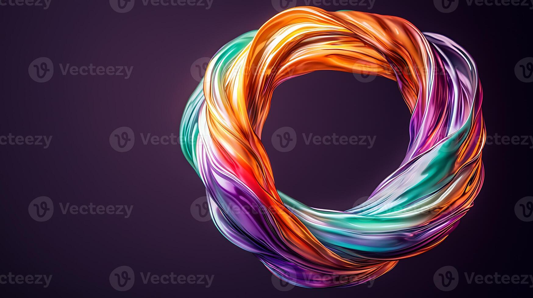 Colorful swirling abstract design forming a circular shape against a dark background photo