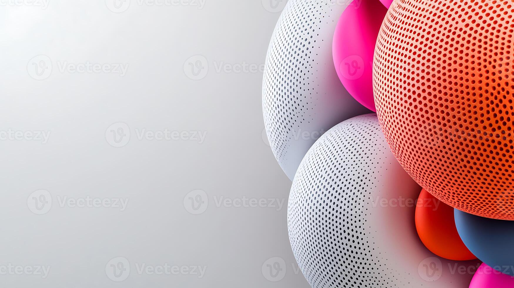 Colorful abstract spheres in a modern design, creating a vibrant visual effect on a light background photo