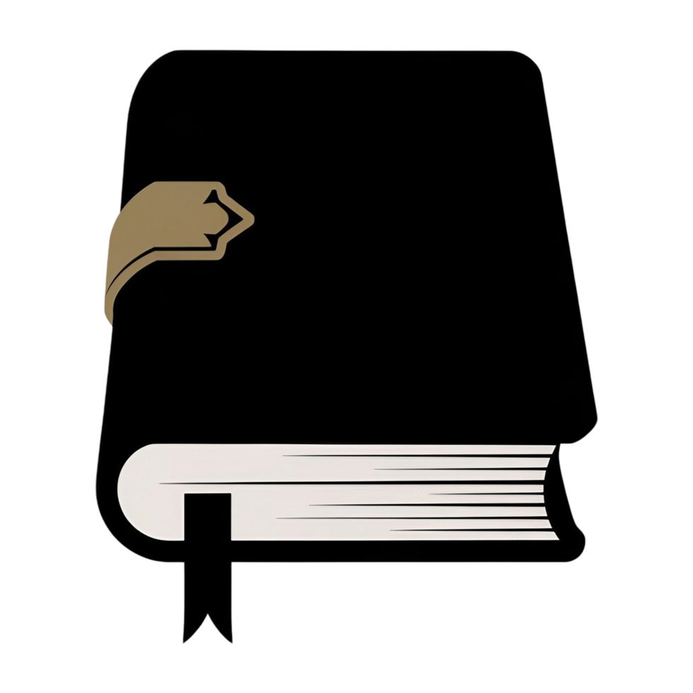 silhouette of a black book with a gold clasp png