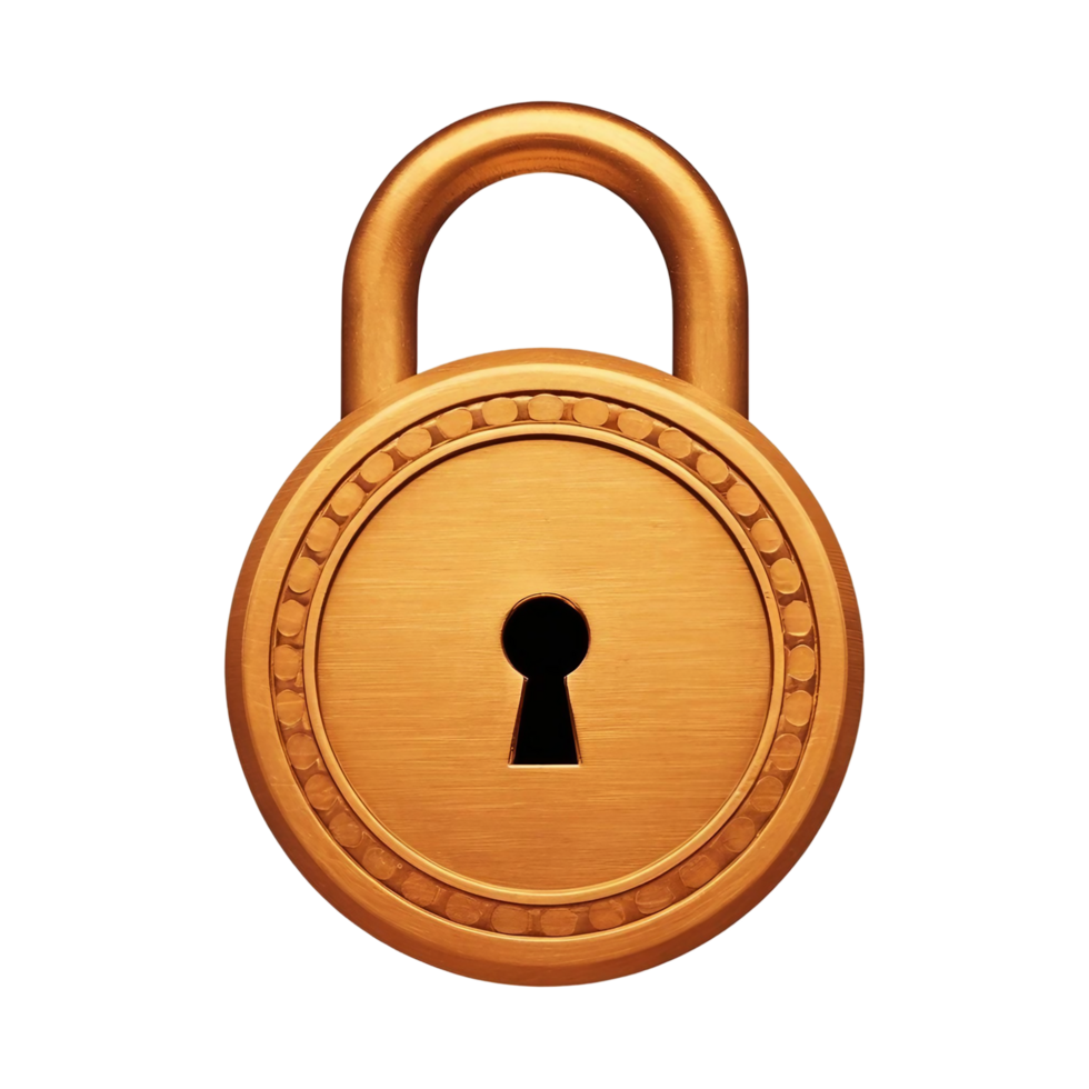 golden padlock with a circular shape png