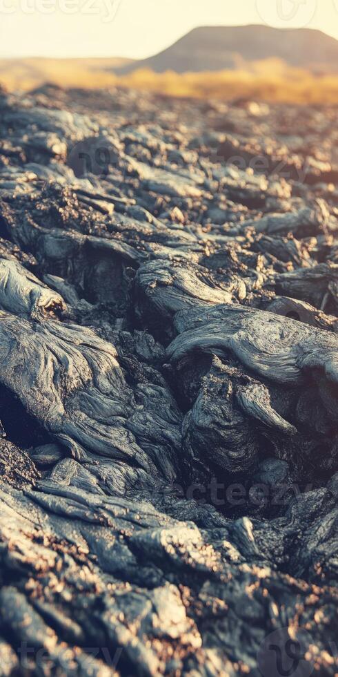 Lava flow crust showcasing texture and formations from an active vulcano photo