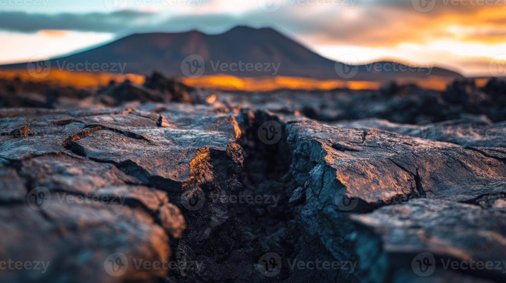A close up of a mountain at sunset photo