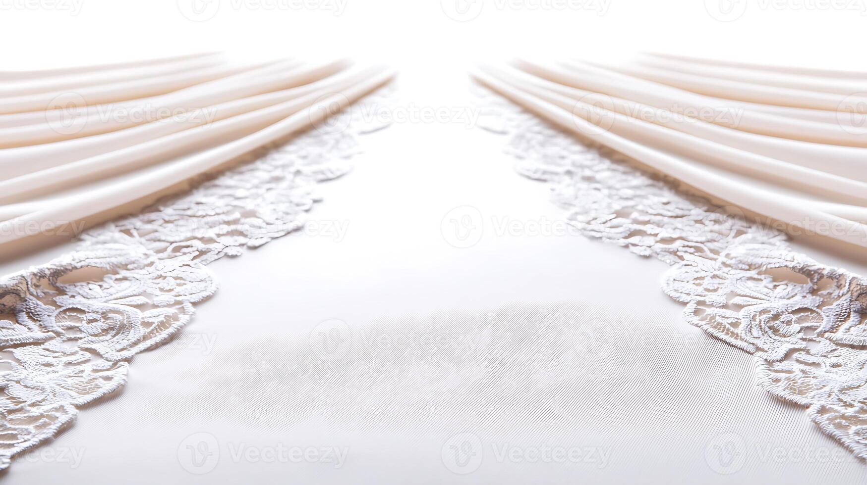 Elegant lace detailing on soft fabric, highlighting texture and design for fashion or decor use photo