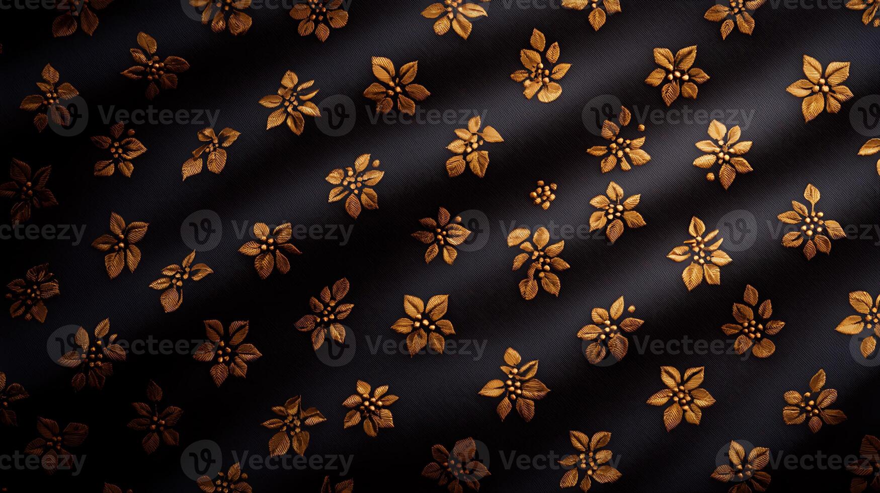 Elegant floral pattern on dark fabric with soft shadows creating a textured appearance photo