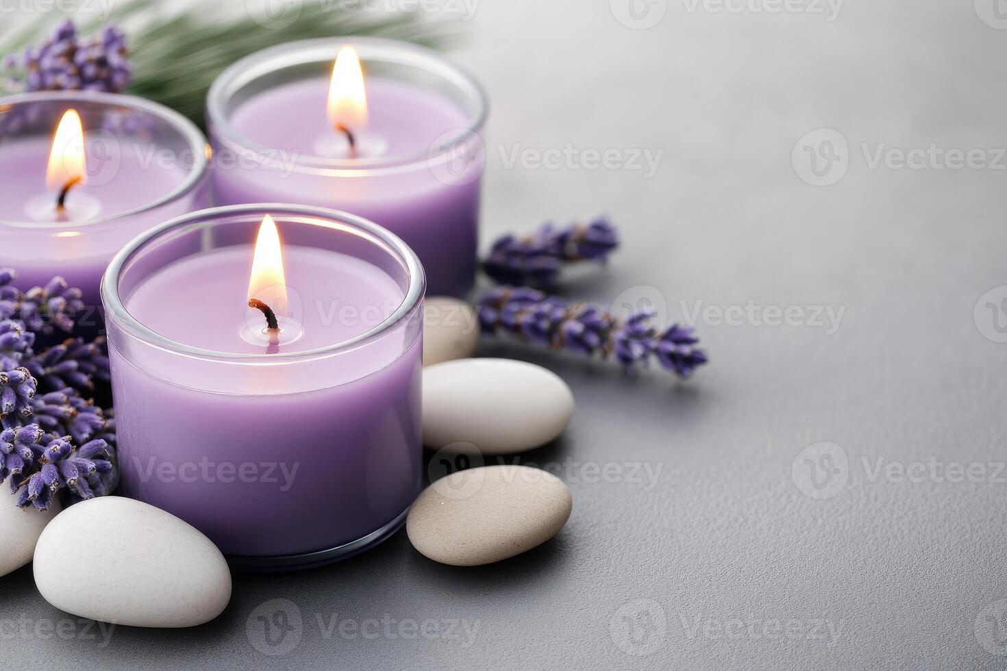 Lavender aromatherapy candles creating relaxing atmosphere photo