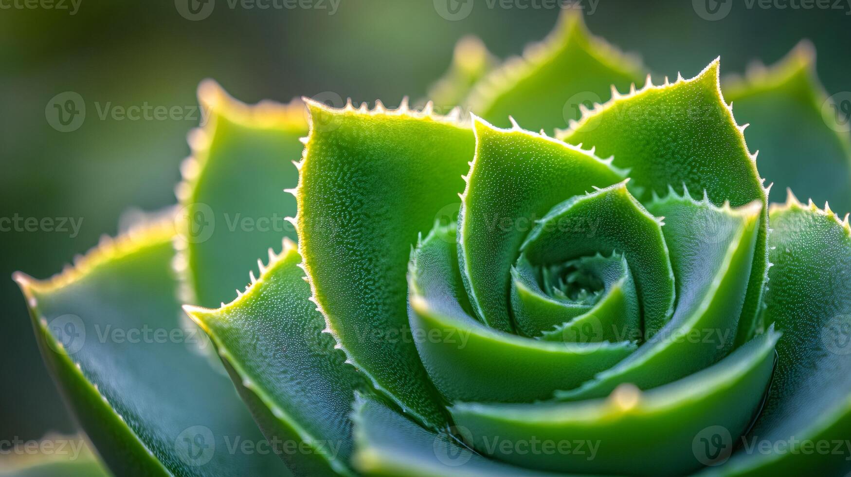 Green succulent plant growing in a spiral shape photo