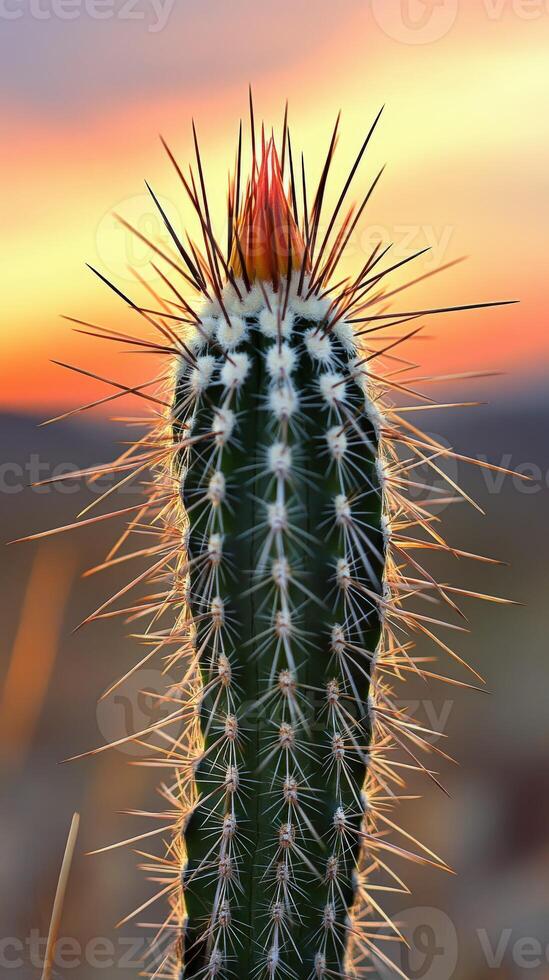 Cactus with sunset in the background photo