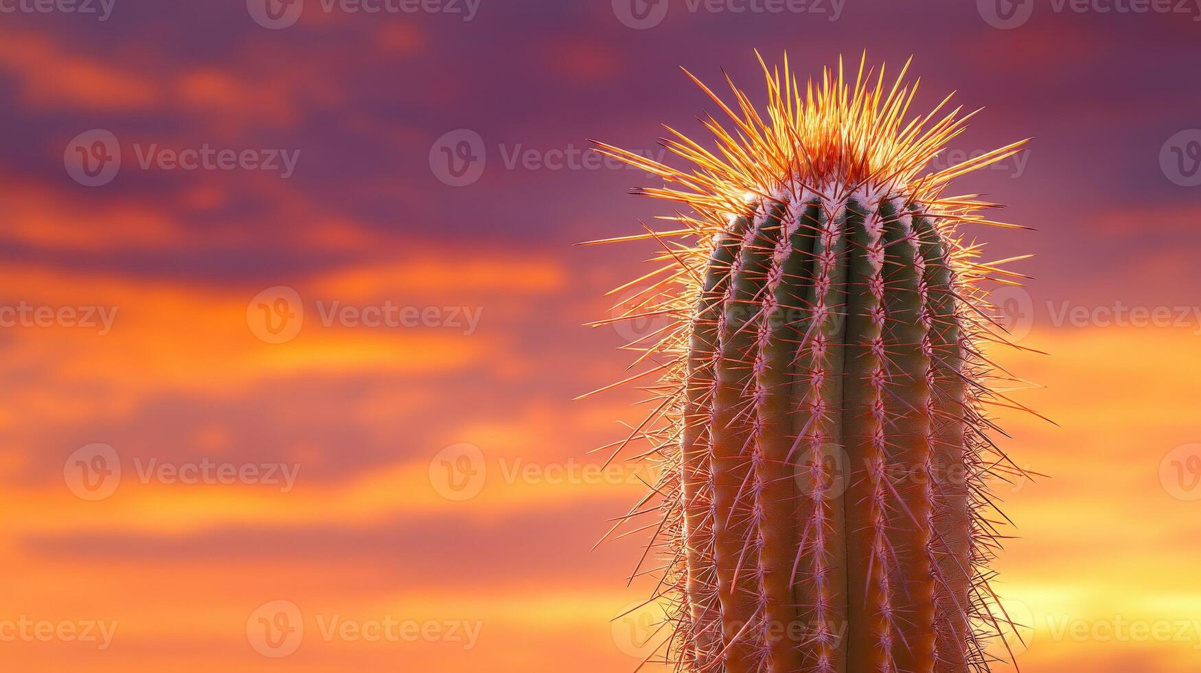 Cactus silhouette against stunning sunset photo