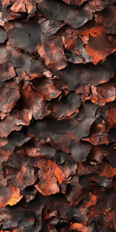 A close up of a tree with a lot of rust photo