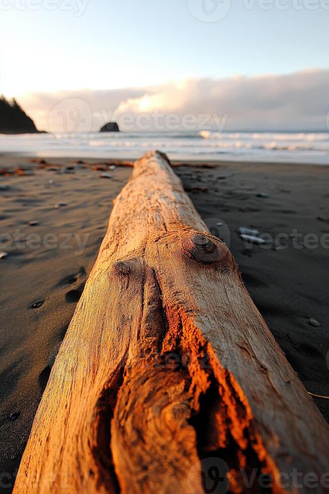 A log on the beach photo