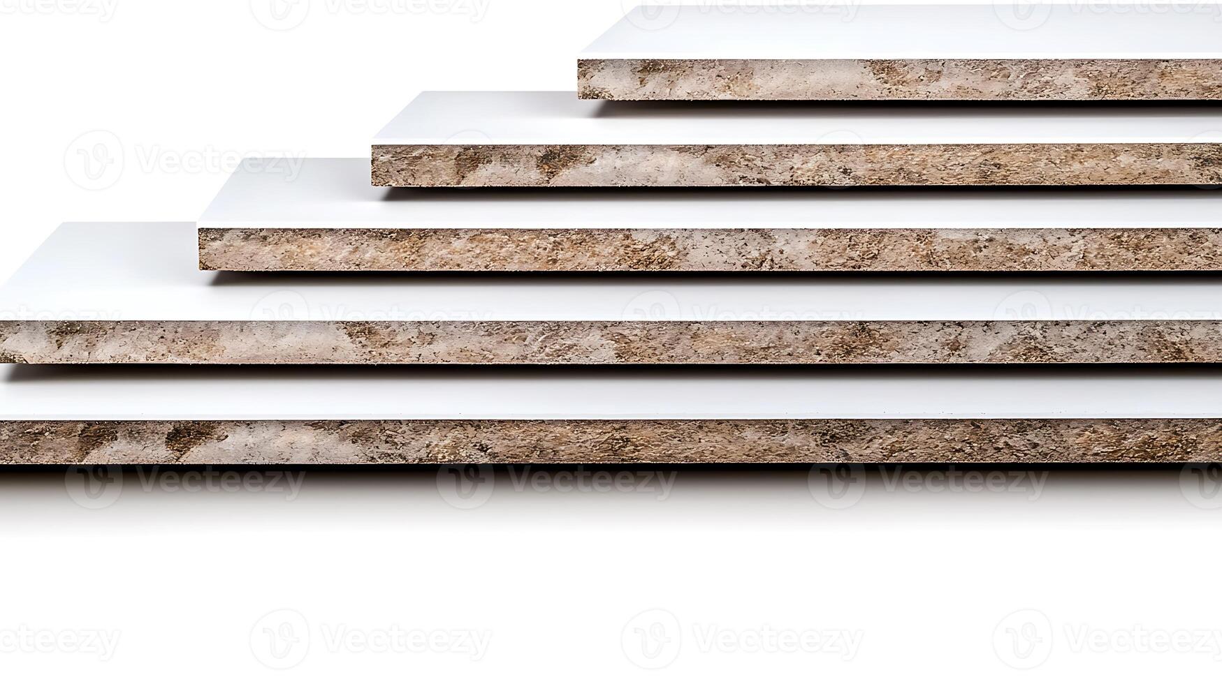 Stacked wooden boards showcasing a layered design with a smooth surface and textured edges photo
