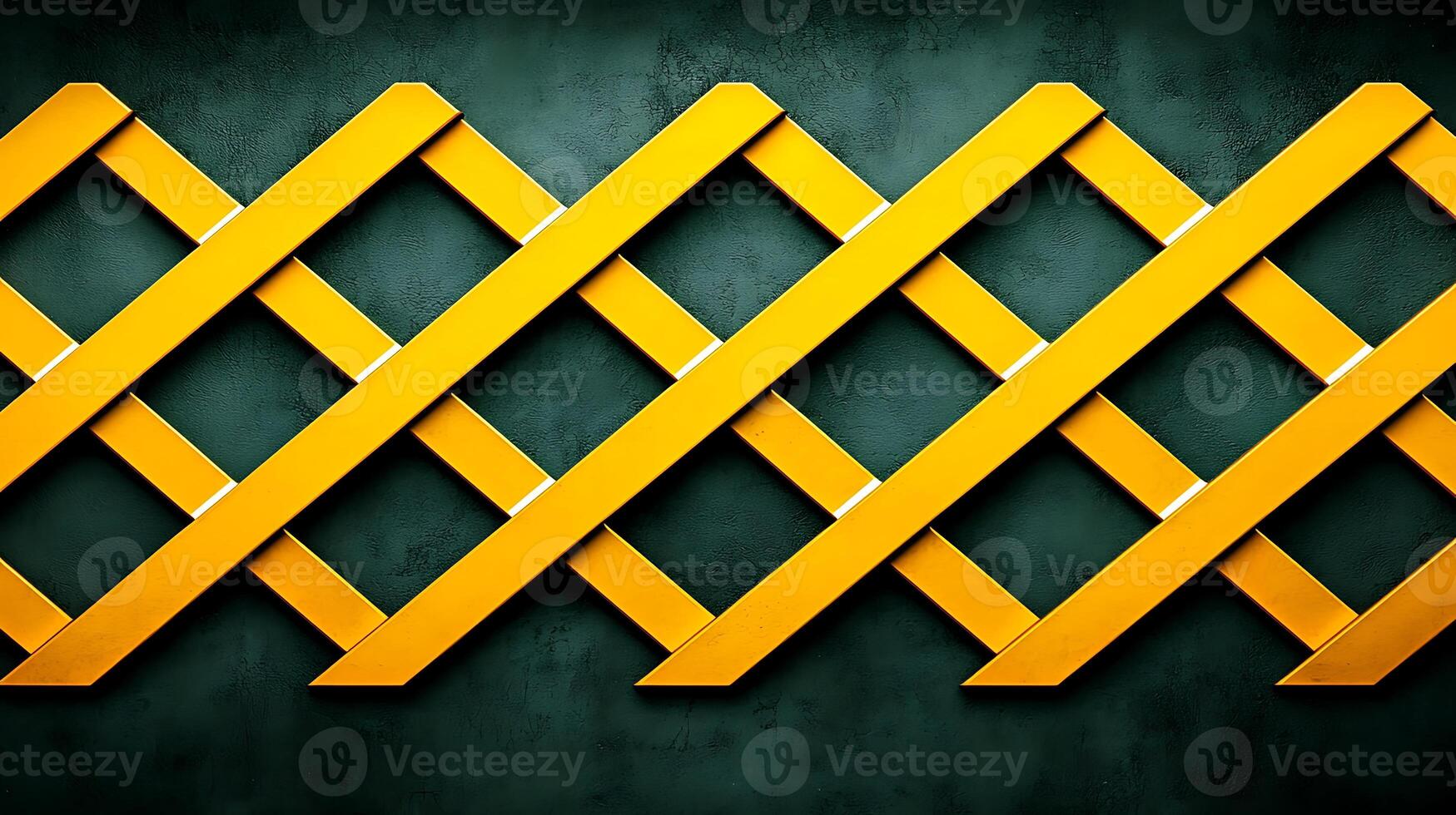 Vibrant yellow lattice pattern against a textured green wall, creating a lively backdrop photo