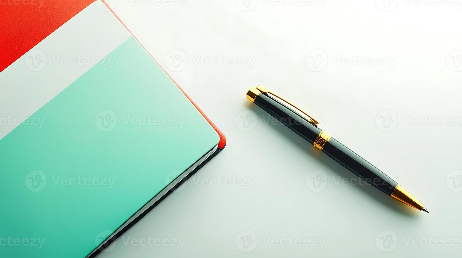 Stylish notebook and pen on a clean surface, ideal for creative brainstorming sessions photo