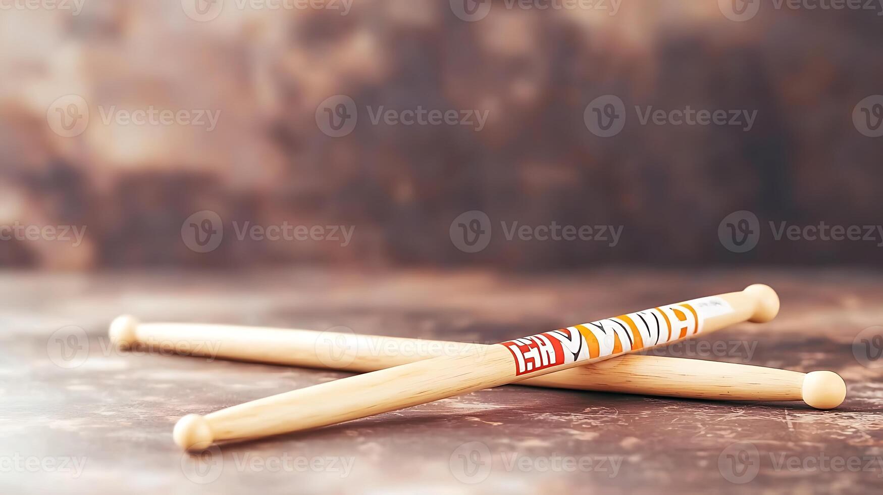Close-up view of crossed drumsticks on a textured surface, showcasing craftsmanship and design photo
