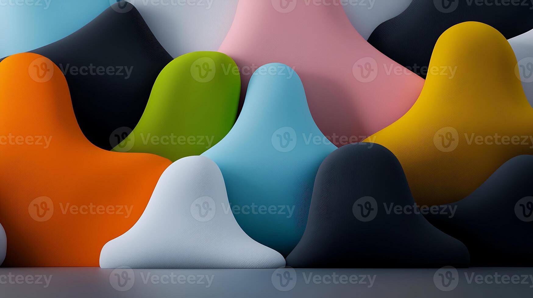 Colorful abstract shapes in a modern design setting, creating a playful and vibrant atmosphere photo