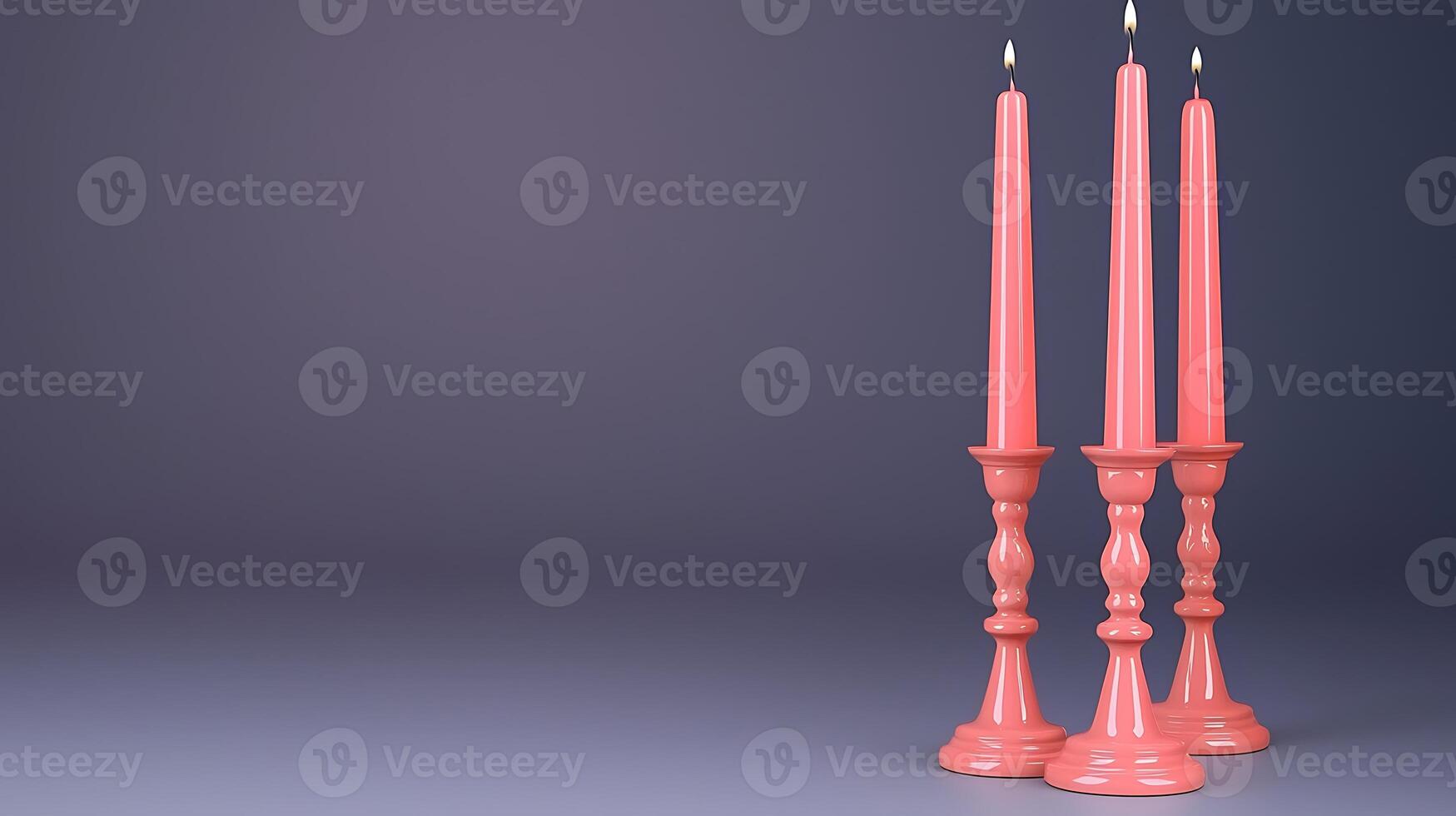 Three elegant pink candles arranged on a soft gradient background, creating a serene atmosphere photo