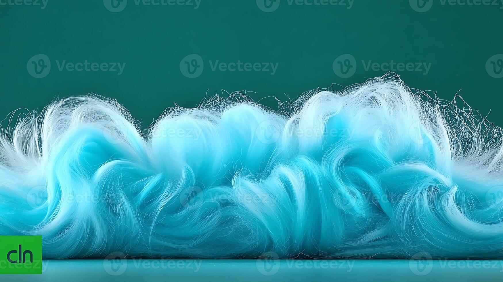 Soft, fluffy blue hair-like texture against a solid green background, ideal for creative projects photo