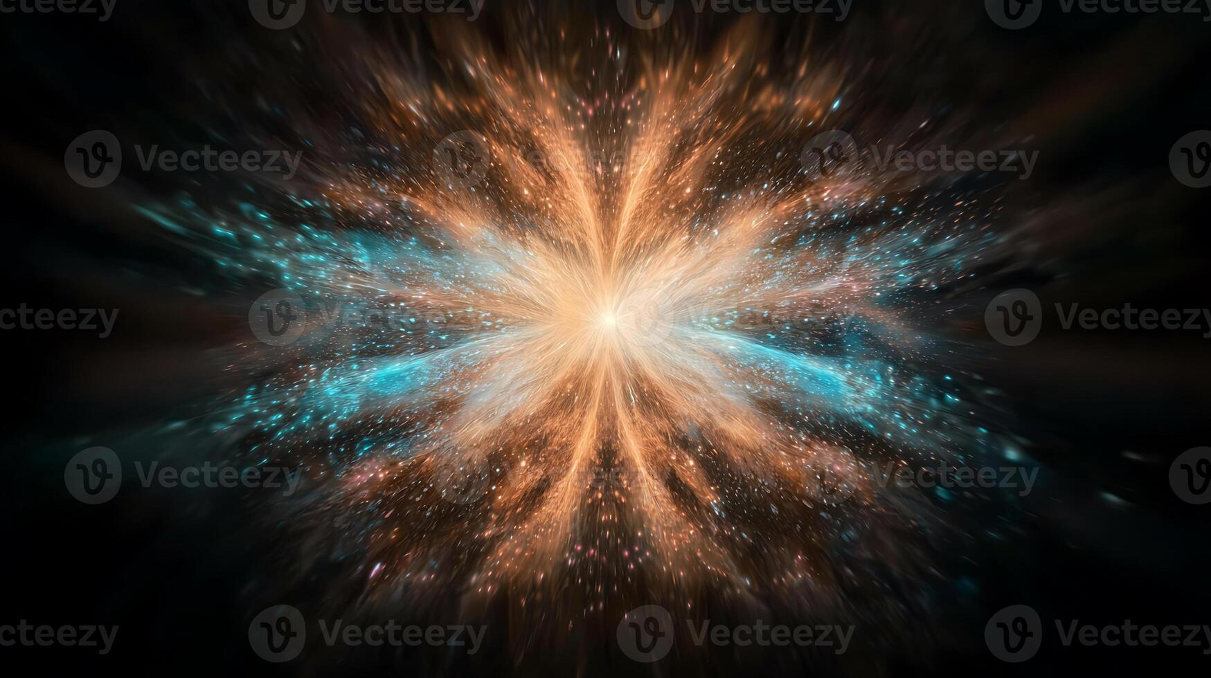 Vibrant cosmic explosion depicting a stellar event with swirling colors and light effects photo