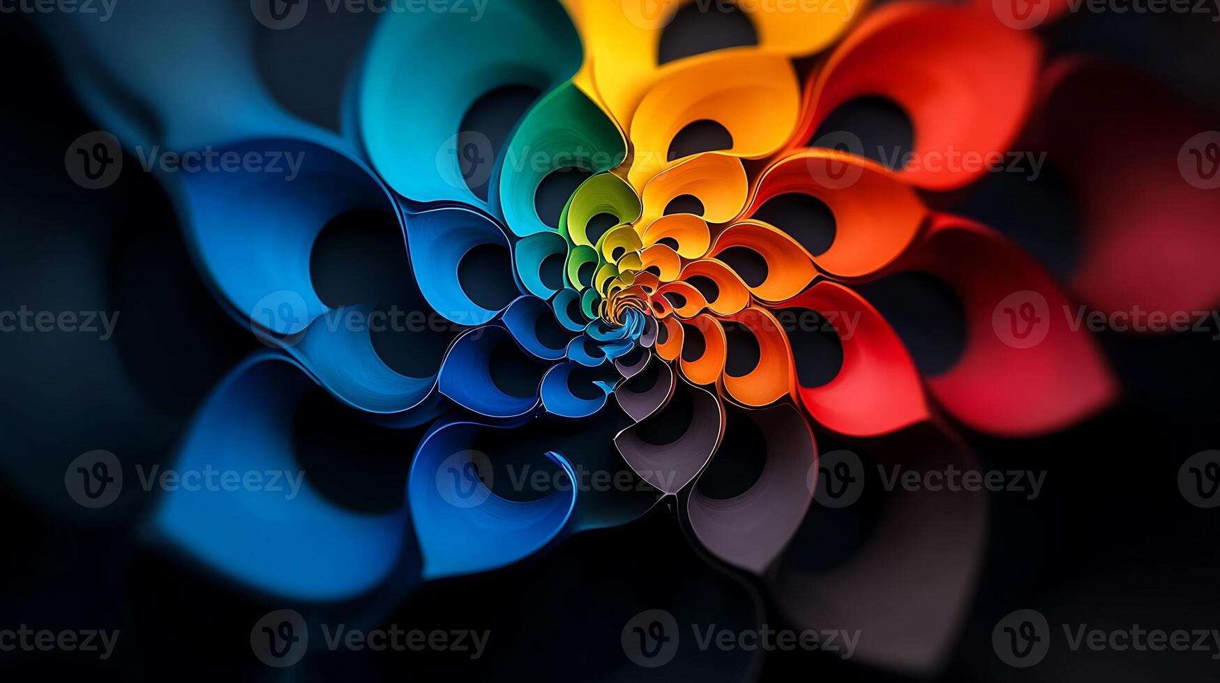 Vibrant spiral pattern showcasing a blend of colors swirling into a mesmerizing design photo